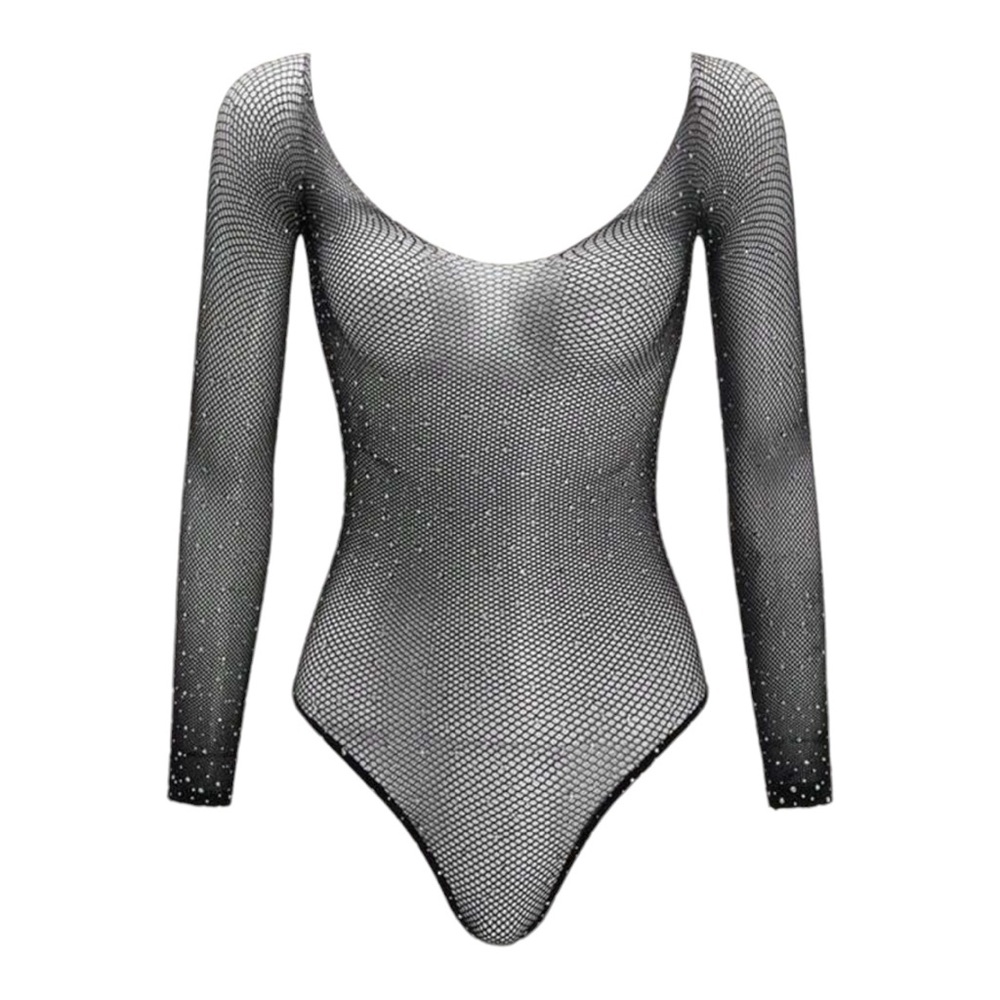 Women Black Lingerie Bodysuit Hollow Out Bodystocking Without Underwear